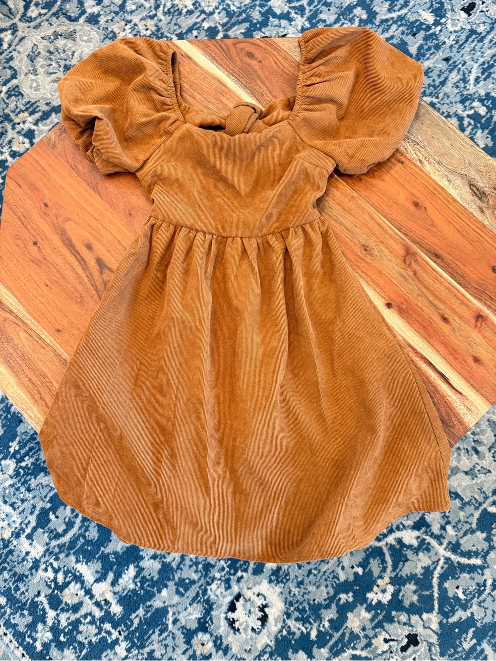 Francesca's Collections Girls' Puff Sleeve Corduroy Dress - Rust size 10